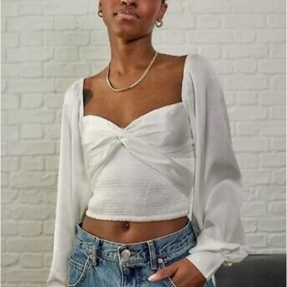 Urban outfitters white satin blouse